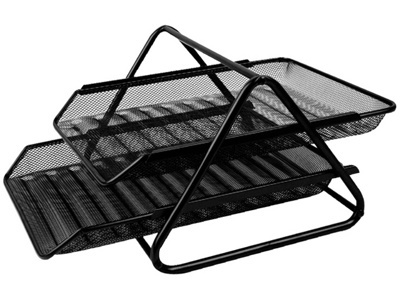 Лоток горизонтальный двойной металлический черный арт.W2002 - фото