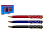 Ручка металлическая МС-1268 пов. мех., цветн.корпус,серебр.насечка, золотой клип и наконечник - фото