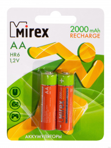 Аккумулятор Ni-MH Mirex HR6/ AA 2000mAh 1.2V 1 шт (2/20/100), ecopack - фото