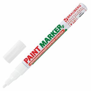 Маркер на основе краски белый, BRAUBERG Profesional лаковый, 1-2мм, арт. 150869 - фото