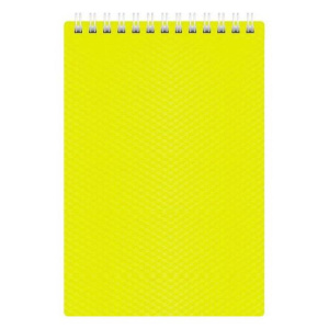 Блокнот А6, 80л, Diamond NEON, желтый на гребне, пластиковая обложка - фото