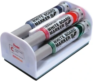 Маркер набор для доски 4 цвета Maxiflo, со щеткой, ассорти - фото