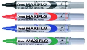 Маркер набор для доски 4 цвета Maxiflo, со щеткой, ассорти - фото2