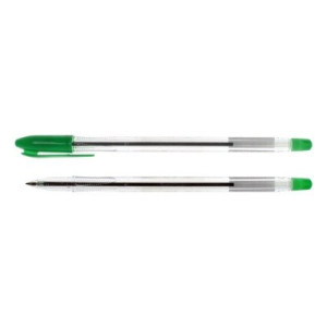 Ручка шариковая зеленая на маслянной основе VeGa, корпус прозрачный - фото