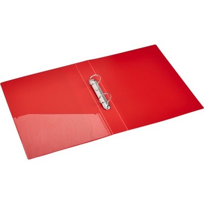 Папка с 2 кольцами А4 Standard кор.25мм 700мкм с карманом красная  арт.АВр22103 - фото2