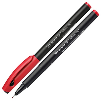 Ручка капиллярная красная TOPLINER Schneider, 0,4мм (фетровый наконечник), арт. 9672 - фото